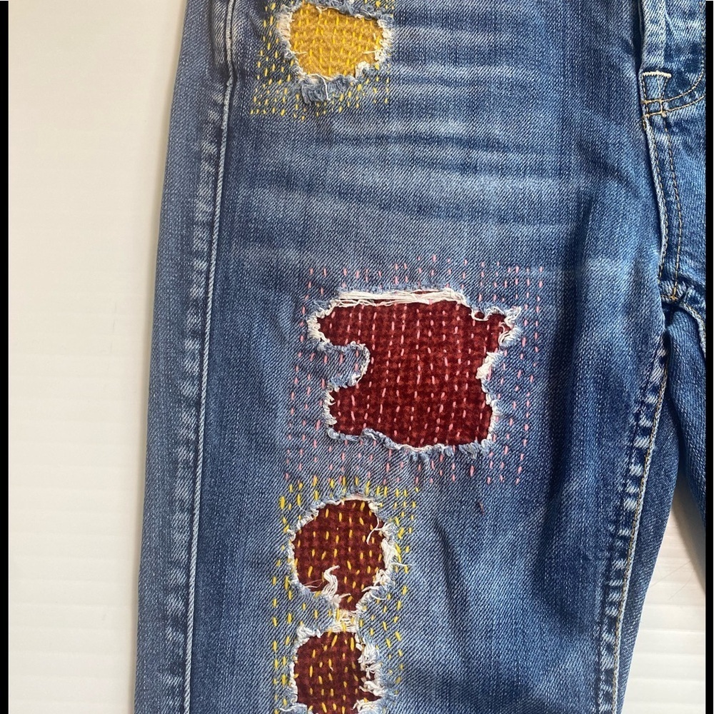 7 For All Mankind Sashiko Josefina Skinny Boyfriend Jeans Distressed 24 (28)* - Picture 4 of 8